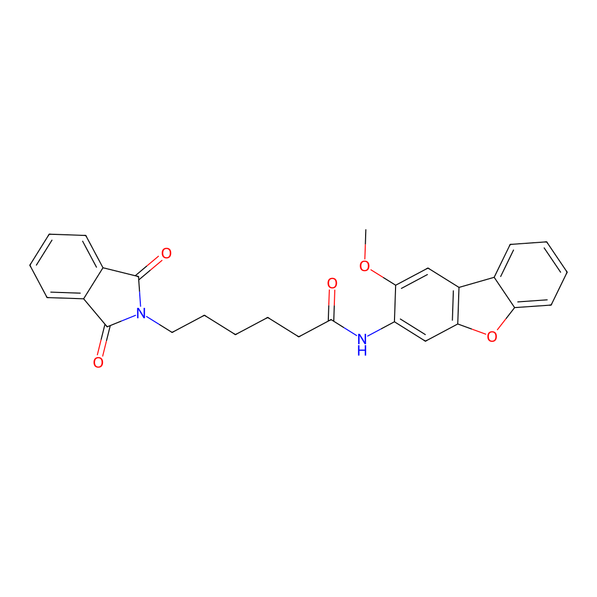 6-(1,3-dioxoisoindolin-2-yl)-N-(2-methoxydibenzo[b,d]furan-3-yl)hexanamide molecular structure, CAS 302548-73-8