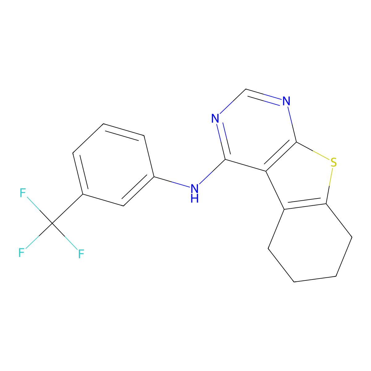 N-[3-(trifluoromethyl)phenyl]-5,6,7,8-tetrahydro[1]benzothieno[2,3-d]pyrimidin-4-amine molecular structure, CAS 302548-86-3