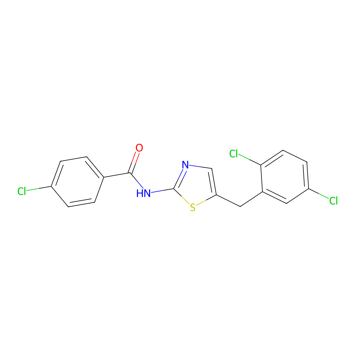 4-chloro-N-{5-[(2,5-dichlorophenyl)methyl]-1,3-thiazol-2-yl}benzamide molecular structure, CAS 302548-98-7