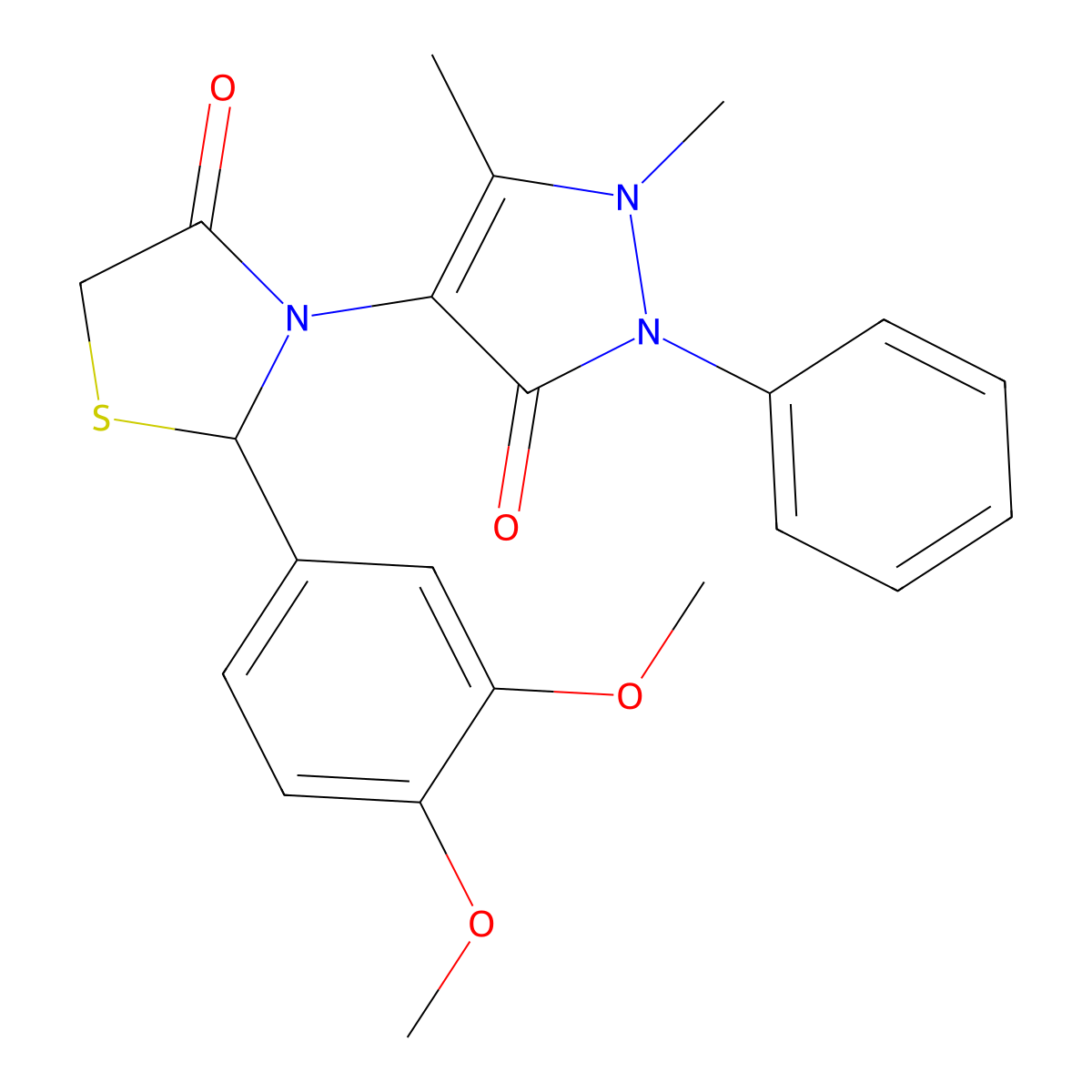 2-(3,4-dimethoxyphenyl)-3-(1,5-dimethyl-3-oxo-2-phenyl-2,3-dihydro-1H-pyrazol-4-yl)-1,3-thiazolidin-4-one molecular structure, CAS 302549-04-8