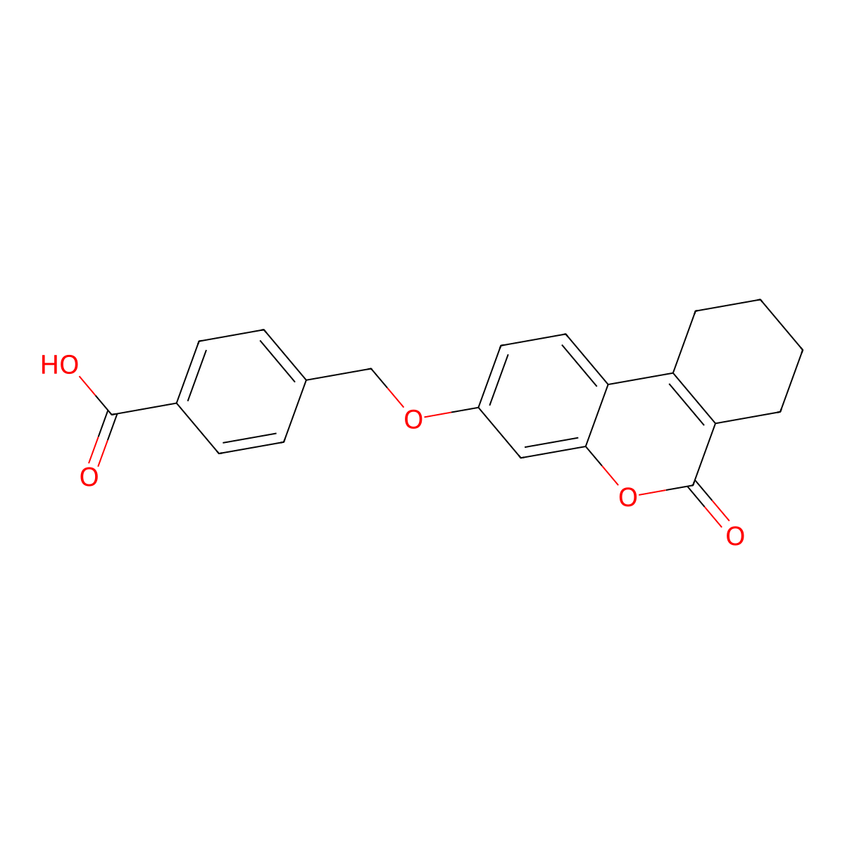 Benzoic acid, 4-(6-oxo-7,8,9,10-tetrahydro-6H-benzo[c]chromen-3-yloxymethyl)- molecular structure, CAS 302549-13-9
