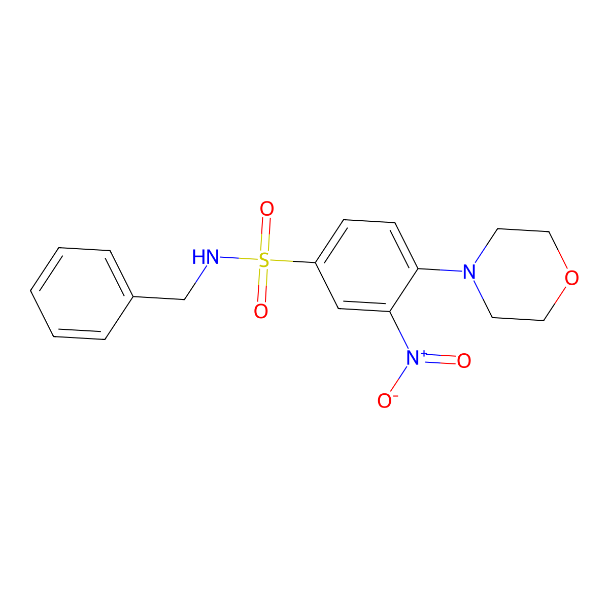 N-benzyl-4-morpholin-4-yl-3-nitrobenzenesulfonamide molecular structure, CAS 302549-54-8