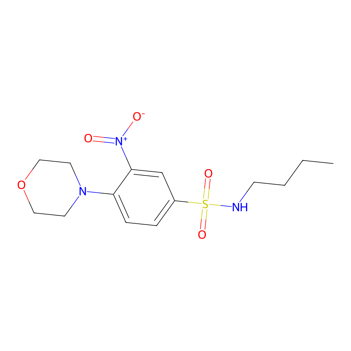 N-butyl-4-morpholin-4-yl-3-nitrobenzenesulfonamide molecular structure, CAS 302549-56-0