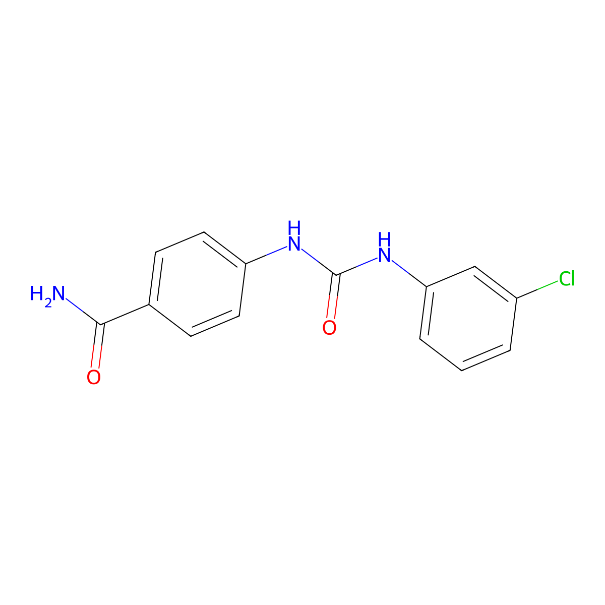 4-(((3-Chloroanilino)carbonyl)amino)benzamide molecular structure, CAS 302549-68-4