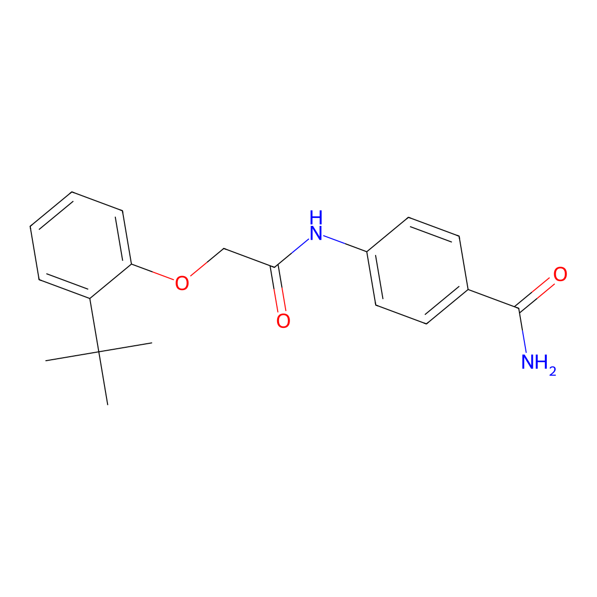 4-[2-(2-Tert-butylphenoxy)acetamido]benzamide molecular structure, CAS 302549-73-1