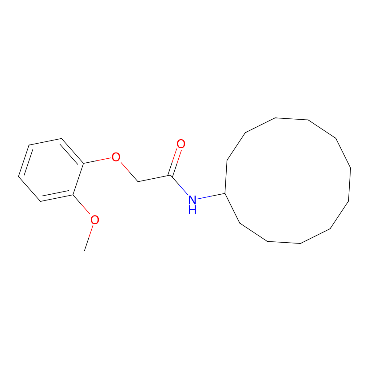 N-cyclododecyl-2-(2-methoxyphenoxy)acetamide molecular structure, CAS 302550-03-4