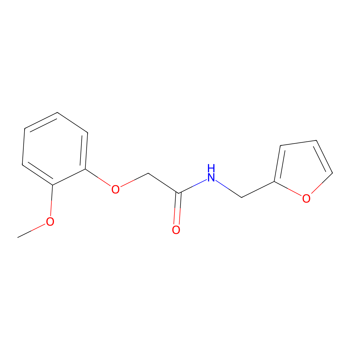 N-(furan-2-ylmethyl)-2-(2-methoxyphenoxy)acetamide molecular structure, CAS 302550-06-7