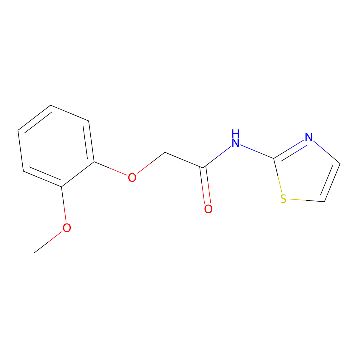 2-(2-methoxyphenoxy)-N-(1,3-thiazol-2-yl)acetamide molecular structure, CAS 302550-12-5