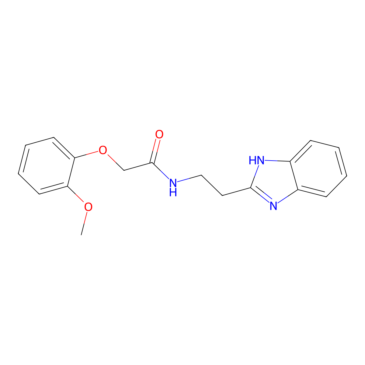 N-[2-(1H-benzimidazol-2-yl)ethyl]-2-(2-methoxyphenoxy)acetamide molecular structure, CAS 302550-14-7