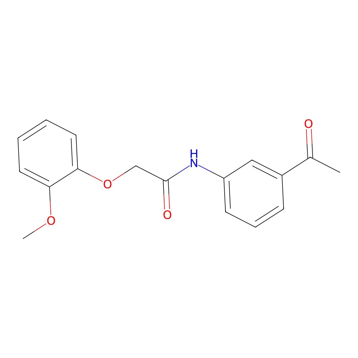 N-(3-acetylphenyl)-2-(2-methoxyphenoxy)acetamide molecular structure, CAS 302550-20-5