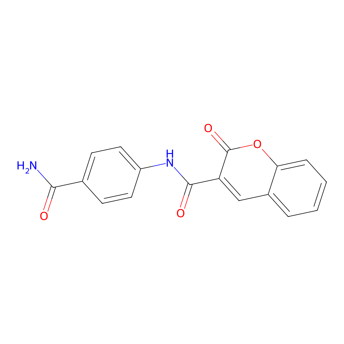4-[(2-Oxochromen-3-yl)carbonylamino]benzamide molecular structure, CAS 302550-41-0