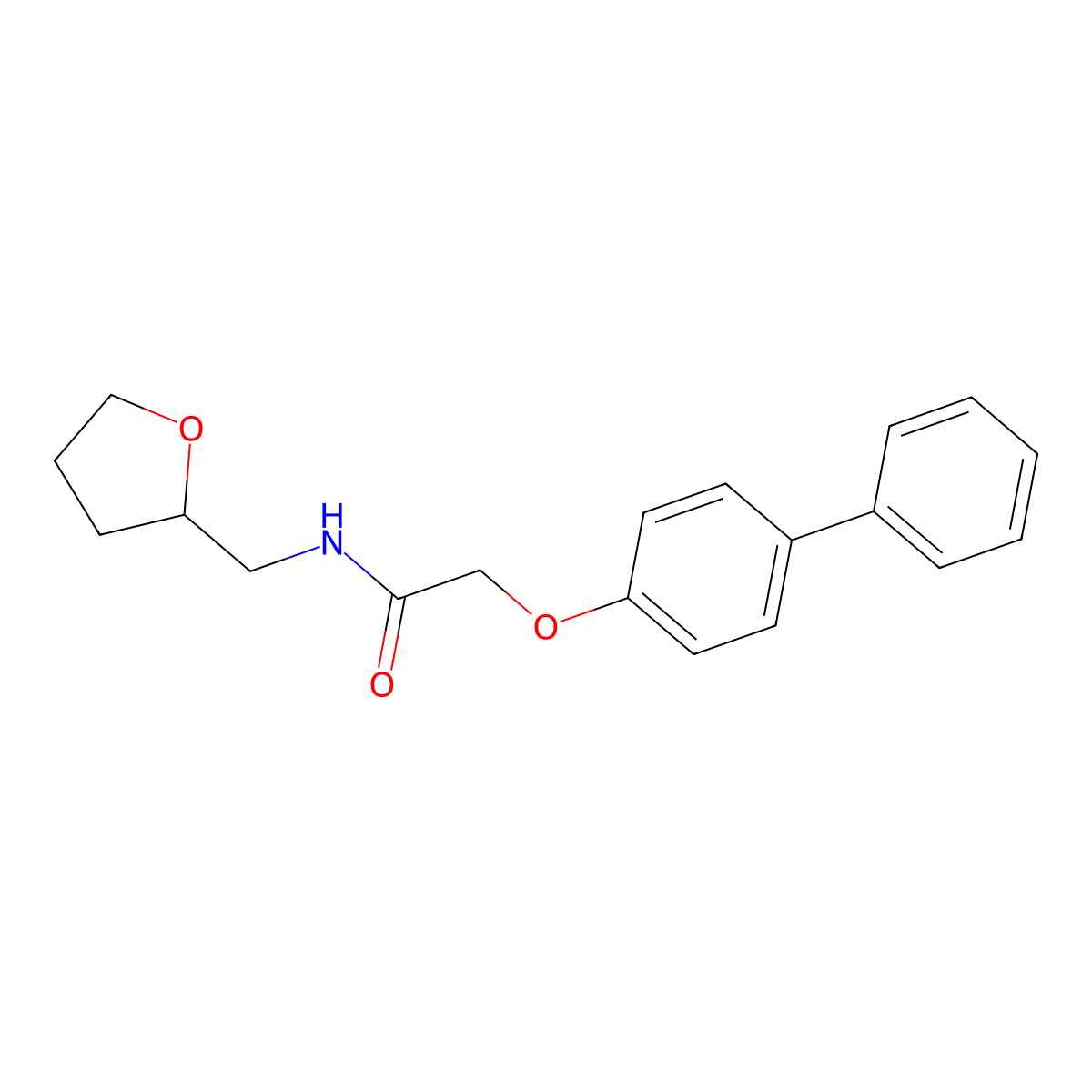 N-(oxolan-2-ylmethyl)-2-(4-phenylphenoxy)acetamide molecular structure, CAS 302550-66-9