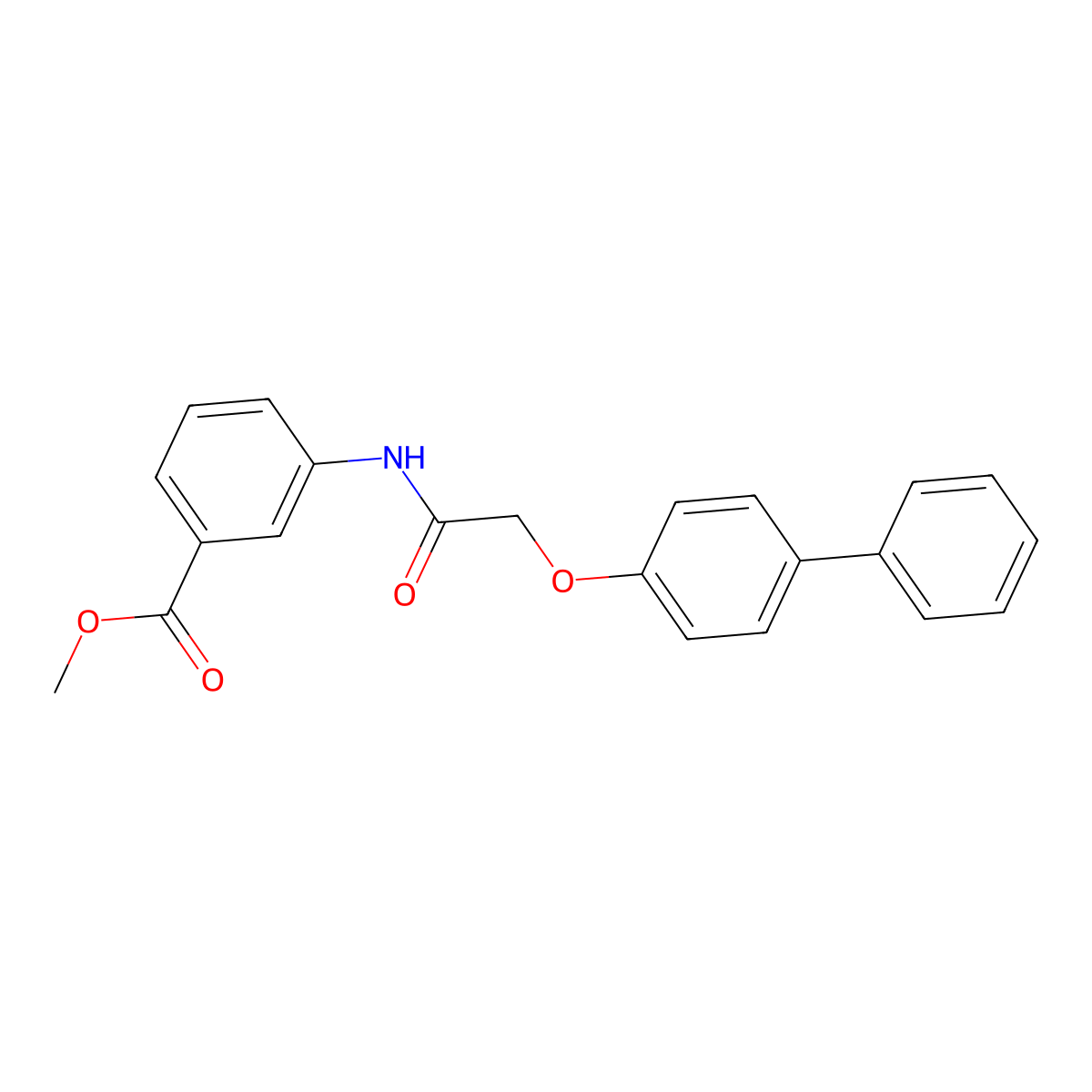 Methyl 3-[[2-(4-phenylphenoxy)acetyl]amino]benzoate molecular structure, CAS 302550-85-2