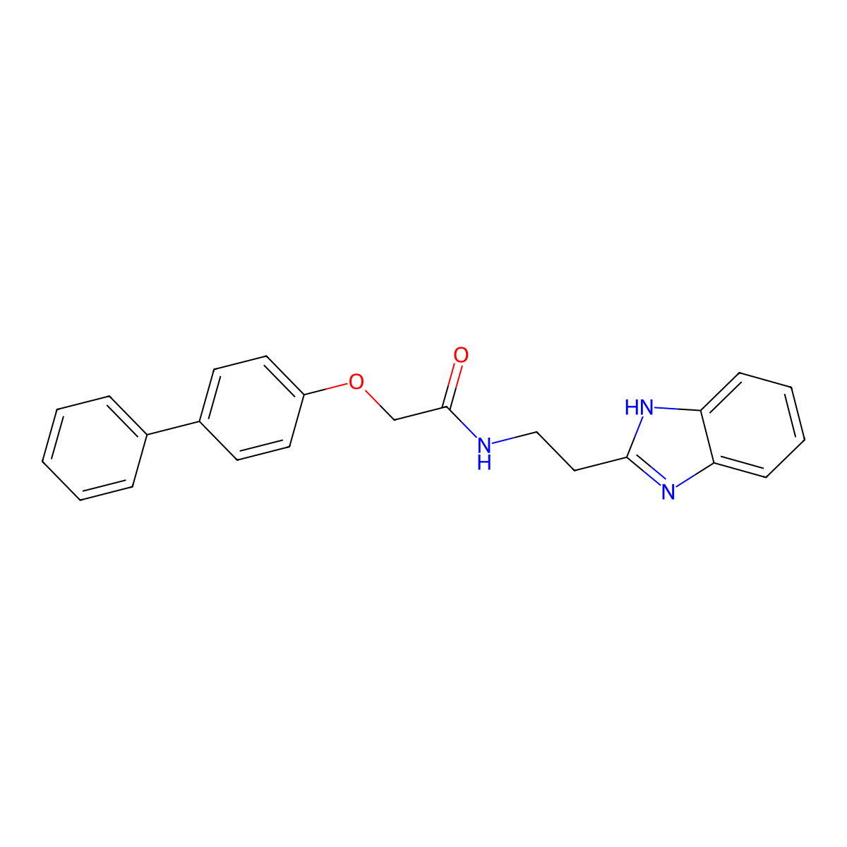 N-[2-(1H-Benzoimidazol-2-yl)-ethyl]-2-(biphenyl-4-yloxy)-acetamide molecular structure, CAS 302551-00-4