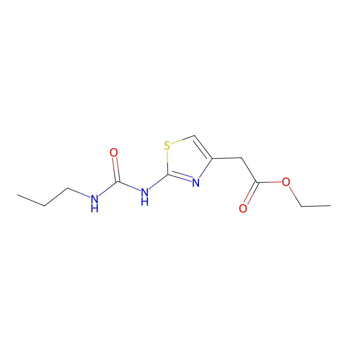 Ethyl {2-[(propylcarbamoyl)amino]-1,3-thiazol-4-yl}acetate molecular structure, CAS 302551-32-2