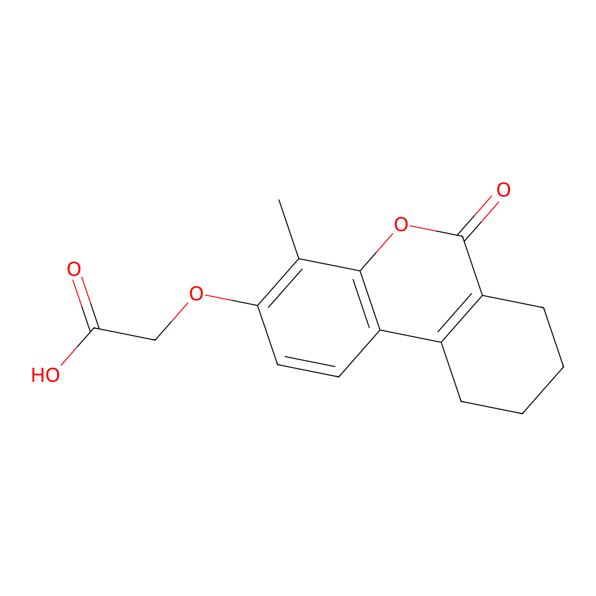 2-((4-methyl-6-oxo-6H,7H,8H,9H,10H-cyclohexa(c)chromen-3-yl)oxy)acetic acid molecular structure, CAS 302551-41-3