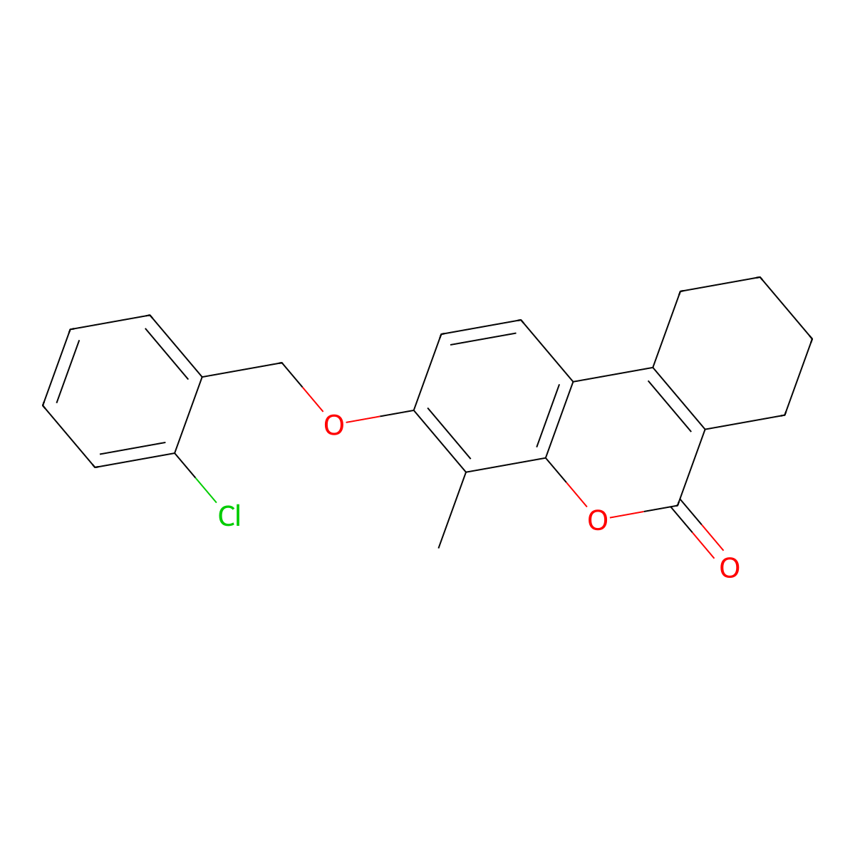 3-[(2-chlorobenzyl)oxy]-4-methyl-7,8,9,10-tetrahydro-6H-benzo[c]chromen-6-one molecular structure, CAS 302551-43-5