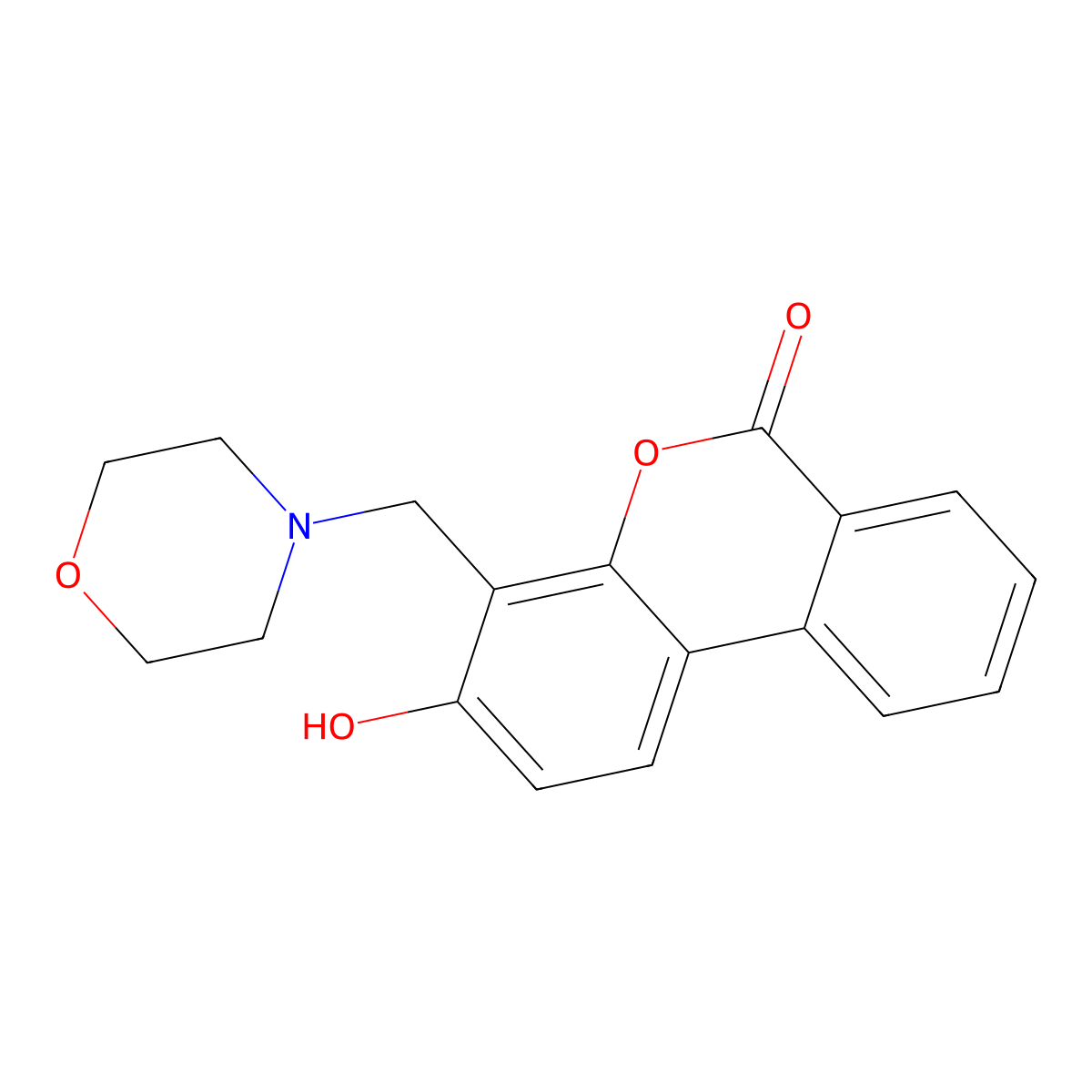 3-Hydroxy-4-morpholin-4-ylmethyl-benzo[c]chromen-6-one molecular structure, CAS 302551-59-3