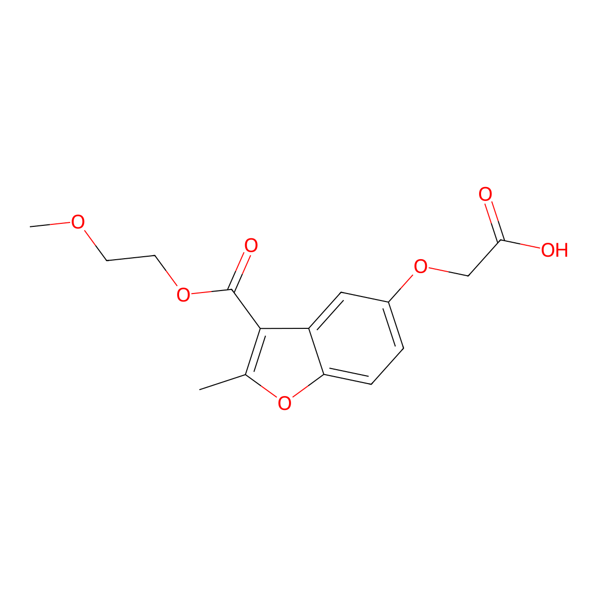 ({3-[(2-Methoxyethoxy)carbonyl]-2-methyl-1-benzofuran-5-yl}oxy)acetic acid molecular structure, CAS 302551-89-9