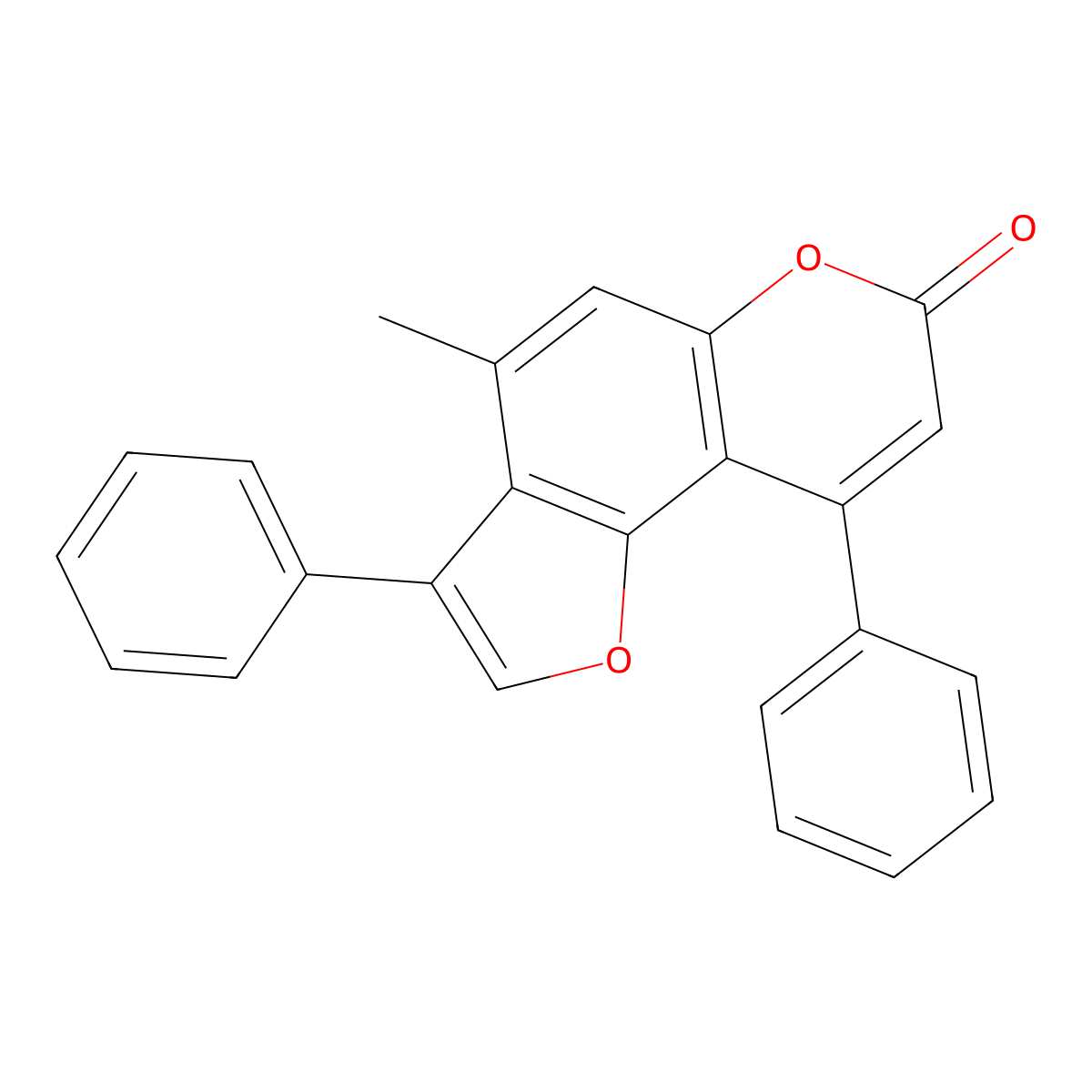 4-methyl-3,9-diphenyl-7H-furo[2,3-f]chromen-7-one molecular structure, CAS 302552-00-7