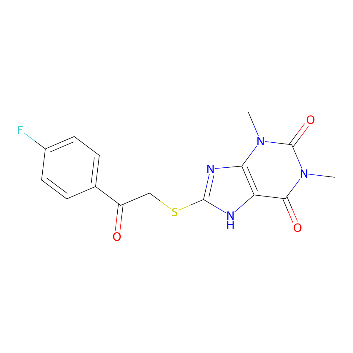 8-[2-(4-fluorophenyl)-2-oxoethyl]sulfanyl-1,3-dimethyl-7H-purine-2,6-dione molecular structure, CAS 302552-35-8