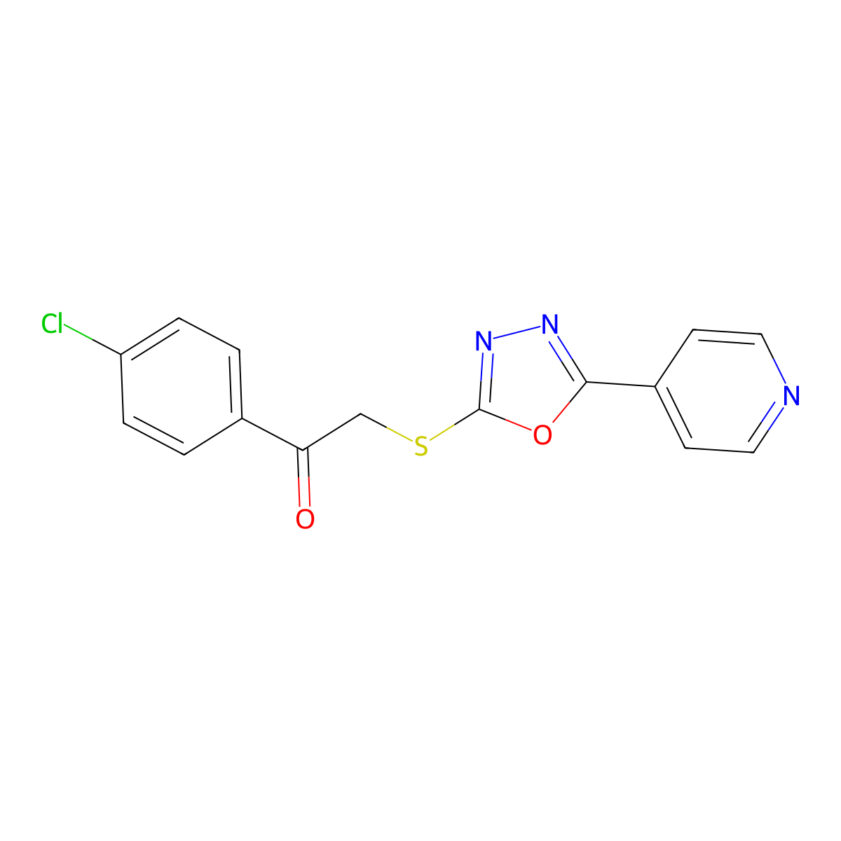 1-(4-Chlorophenyl)-2-{[5-(4-pyridinyl)-1,3,4-oxadiazol-2-yl]sulfanyl}-1-ethanone molecular structure, CAS 302552-42-7