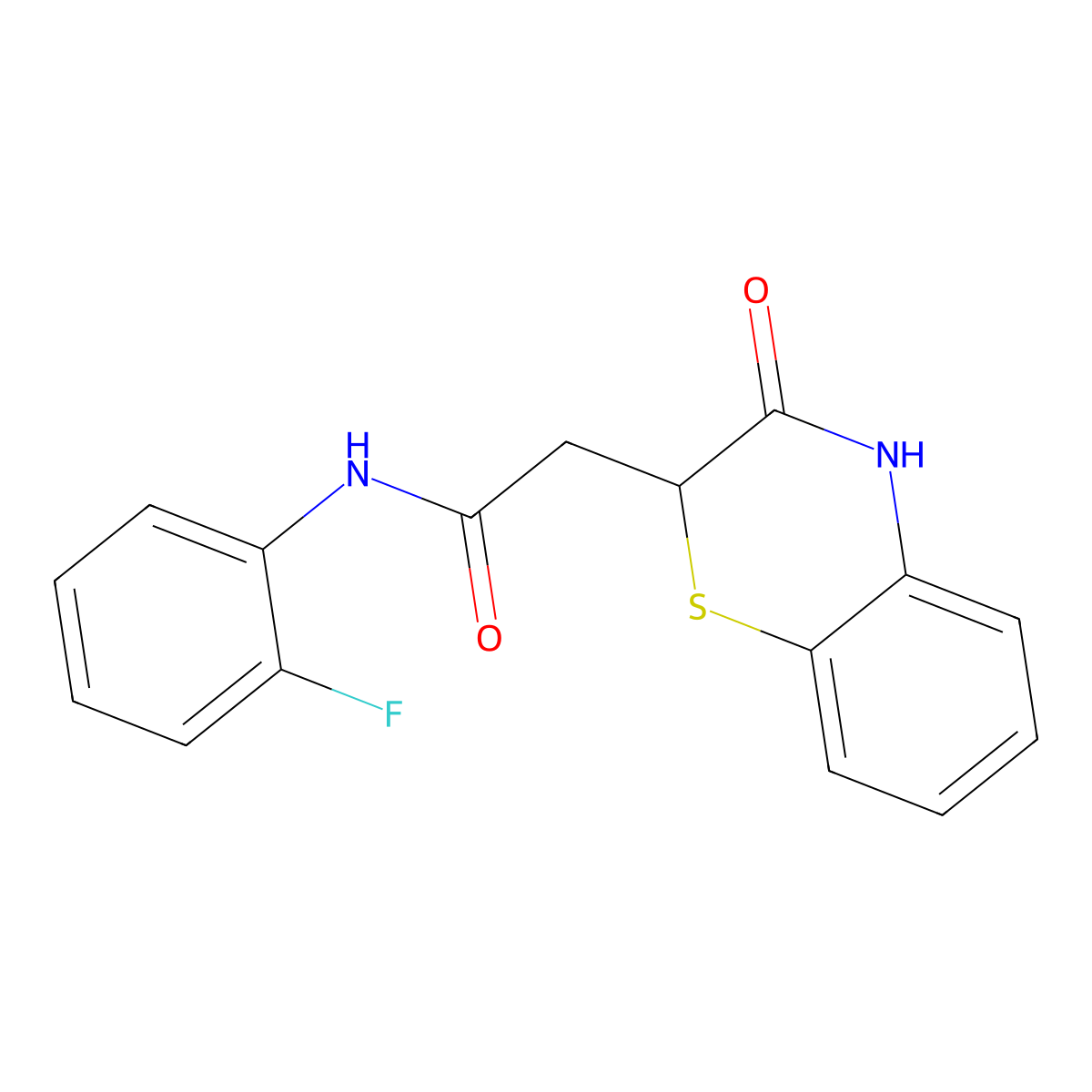 N-(2-fluorophenyl)-2-(3-oxo-3,4-dihydro-2H-1,4-benzothiazin-2-yl)acetamide molecular structure, CAS 302552-48-3