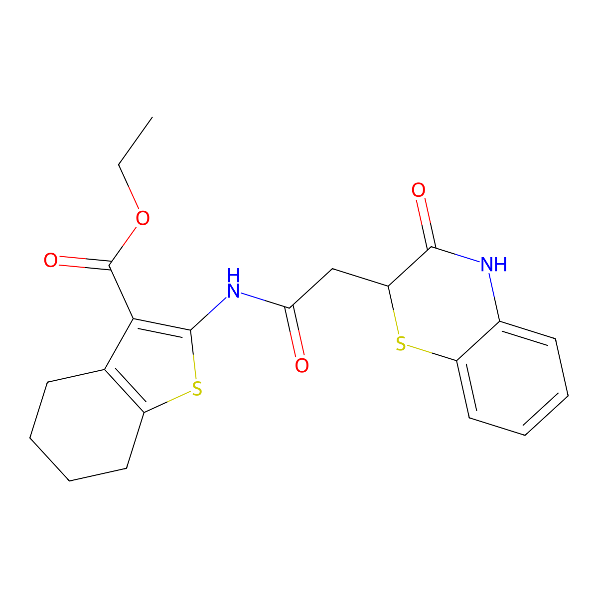 ethyl 2-{[(3-oxo-3,4-dihydro-2H-1,4-benzothiazin-2-yl)acetyl]amino}-4,5,6,7-tetrahydro-1-benzothiophene-3-carboxylate molecular structure, CAS 302552-49-4
