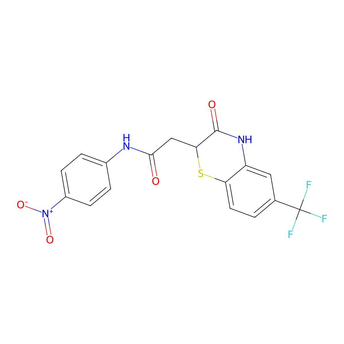 N-(4-nitrophenyl)-2-[3-oxo-6-(trifluoromethyl)-3,4-dihydro-2H-1,4-benzothiazin-2-yl]acetamide molecular structure, CAS 302552-51-8