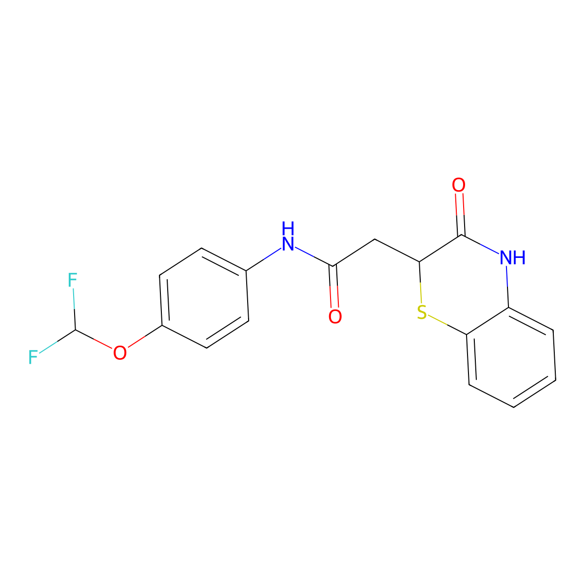 N-[4-(difluoromethoxy)phenyl]-2-(3-oxo-3,4-dihydro-2H-1,4-benzothiazin-2-yl)acetamide molecular structure, CAS 302552-54-1