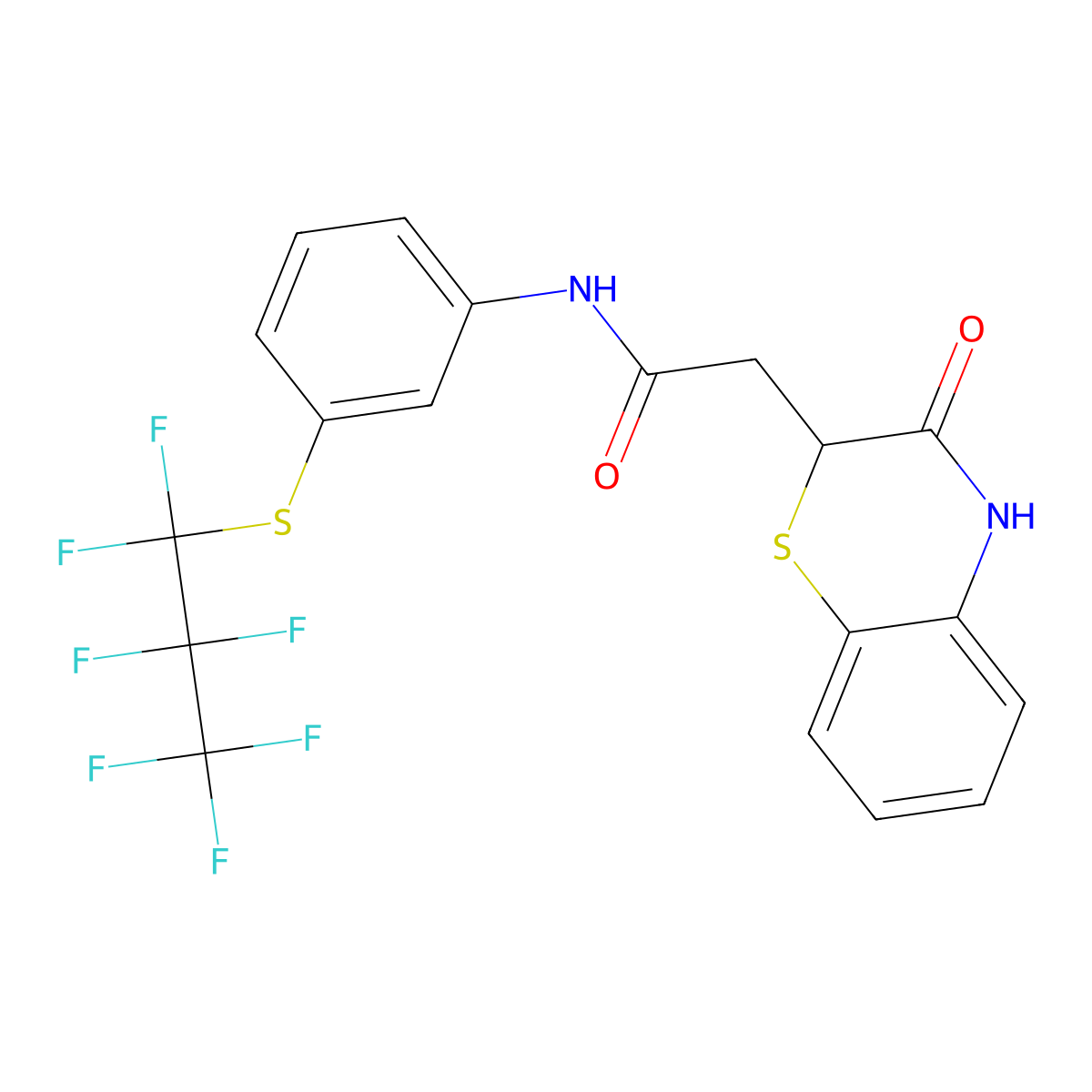N-{3-[(1,1,2,2,3,3,3-Heptafluoropropyl)sulfanyl]phenyl}-2-(3-oxo-3,4-dihydro-2H-1,4-benzothiazin-2-YL)acetamide molecular structure, CAS 302552-55-2