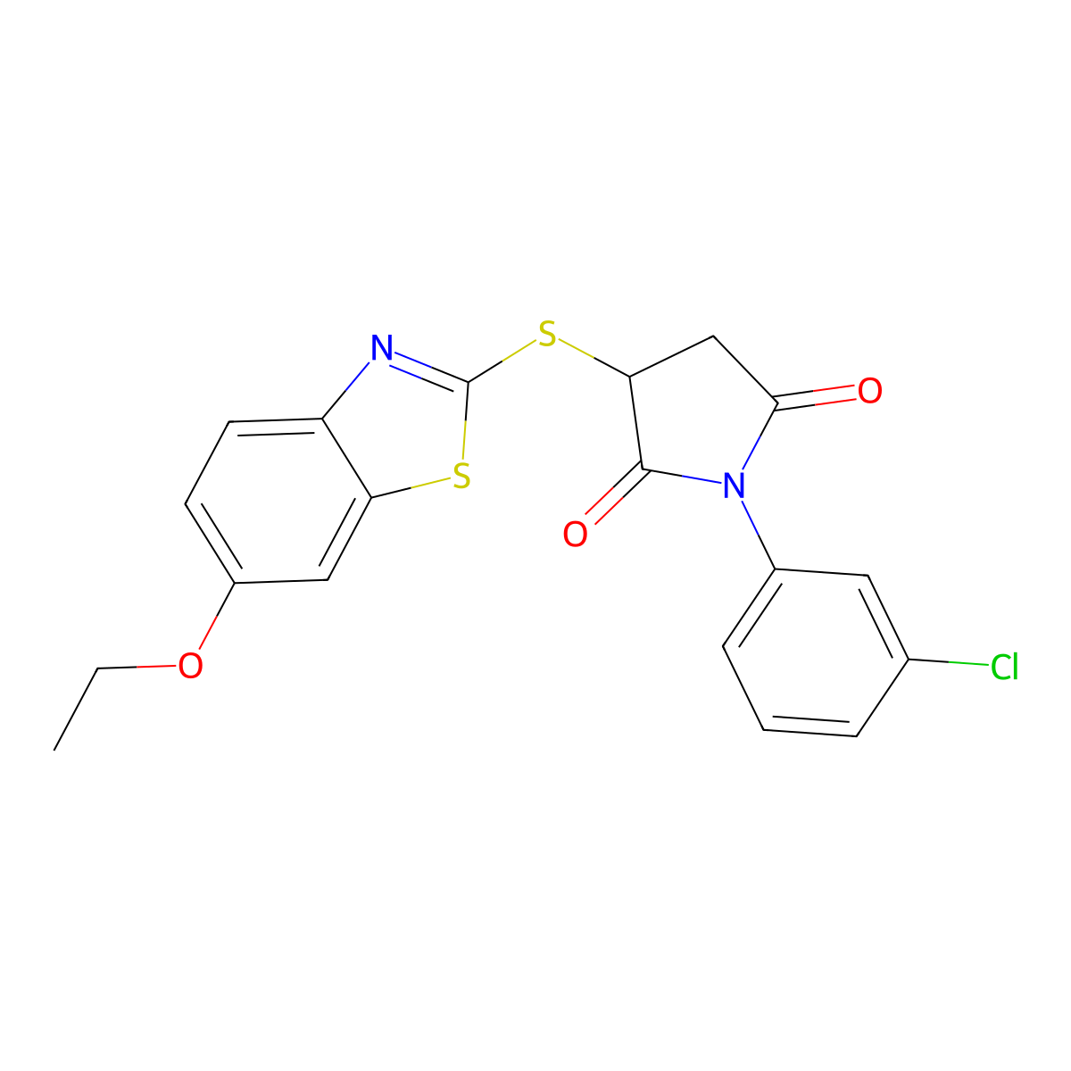 1-(3-Chlorophenyl)-3-[(6-ethoxy-1,3-benzothiazol-2-yl)sulfanyl]pyrrolidine-2,5-dione molecular structure, CAS 302552-59-6