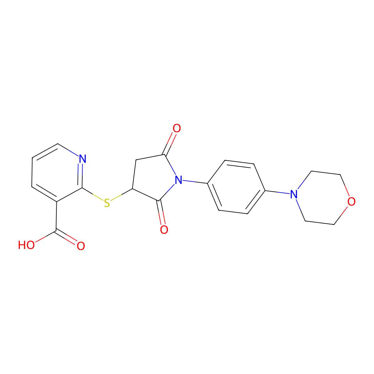 2-({1-[4-(Morpholin-4-yl)phenyl]-2,5-dioxopyrrolidin-3-yl}sulfanyl)pyridine-3-carboxylic acid molecular structure, CAS 302552-61-0