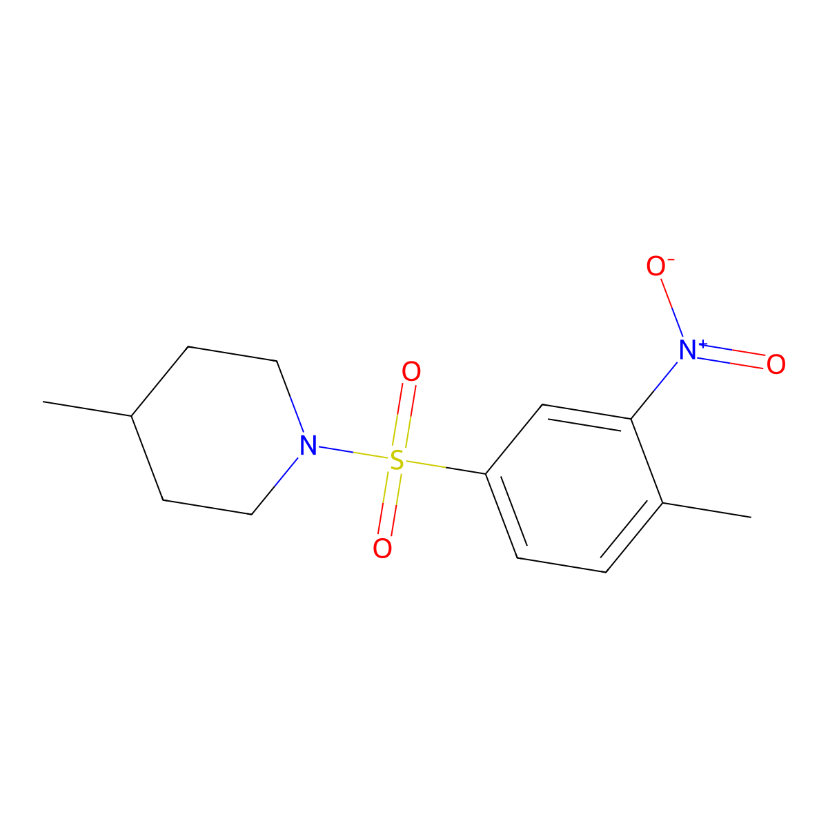 4-Methyl-1-(4-methyl-3-nitrophenyl)sulfonylpiperidine molecular structure, CAS 302552-68-7