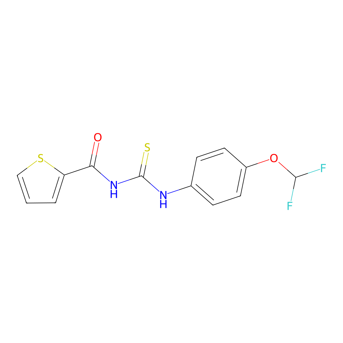 N-((4-(difluoromethoxy)phenyl)carbamothioyl)thiophene-2-carboxamide molecular structure, CAS 302552-73-4