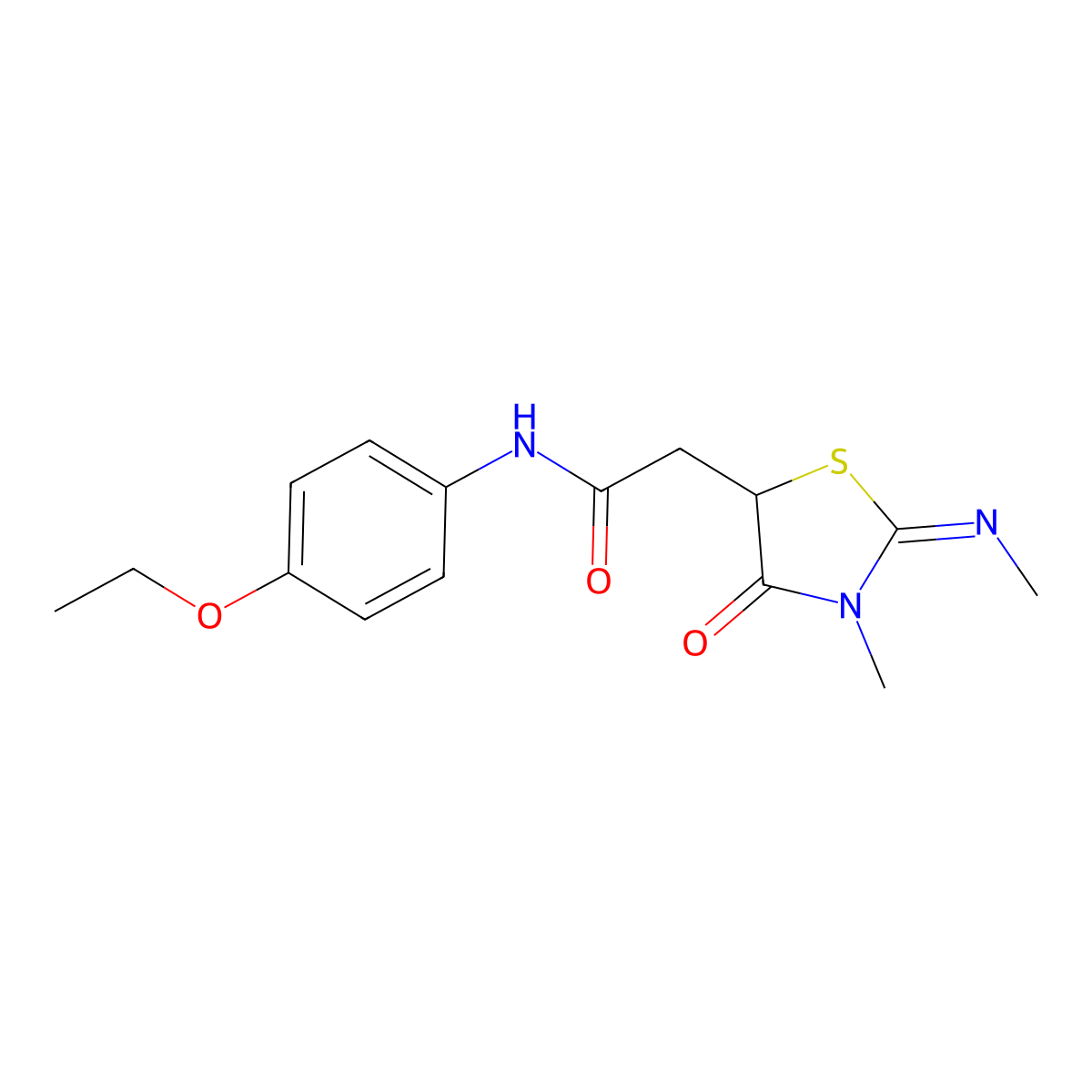 (Z)-N-(4-ethoxyphenyl)-2-(3-methyl-2-(methylimino)-4-oxothiazolidin-5-yl)acetamide molecular structure, CAS 302552-77-8