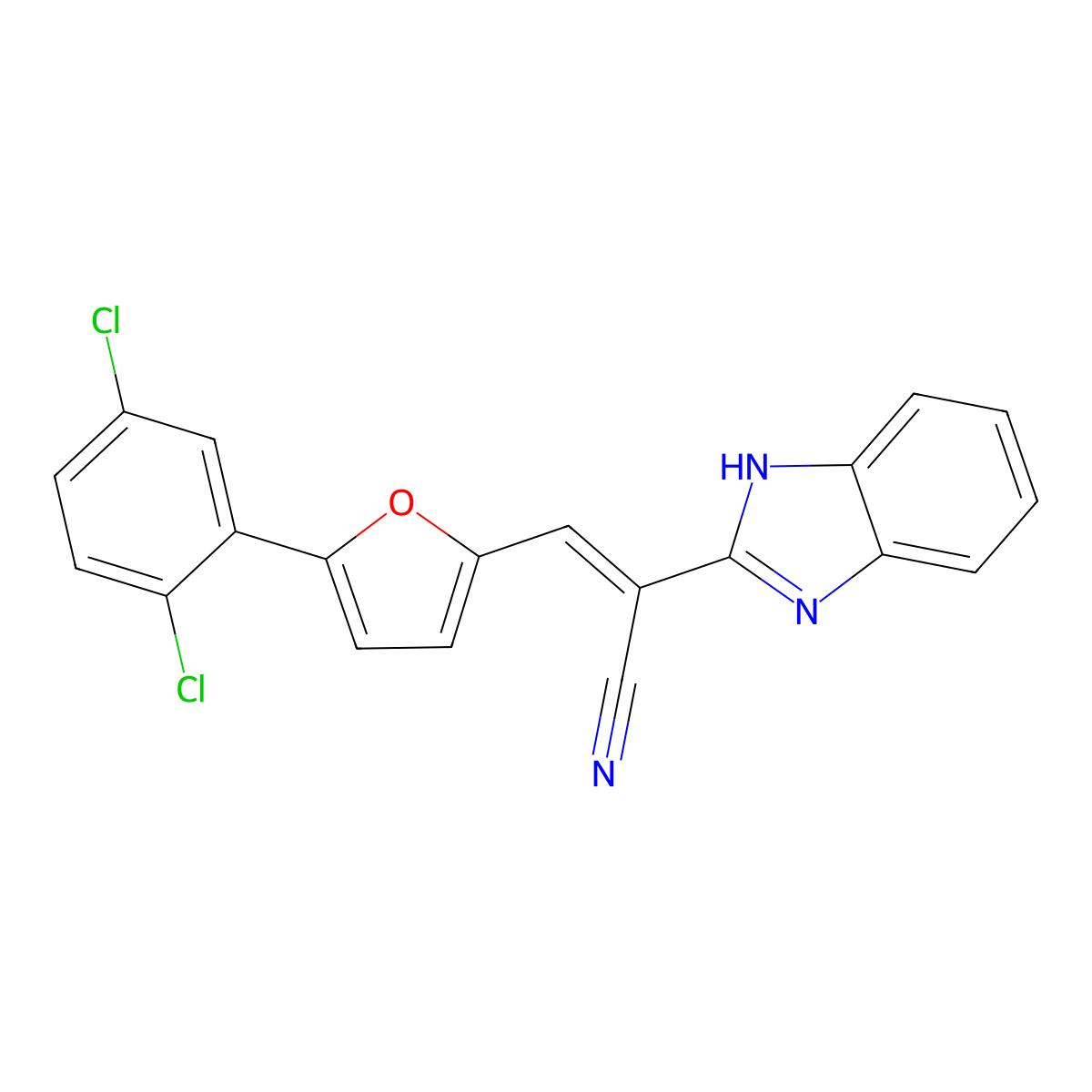 2-(1H-benzimidazol-2-yl)-3-[5-(2,5-dichlorophenyl)furan-2-yl]prop-2-enenitrile molecular structure, CAS 302552-89-2