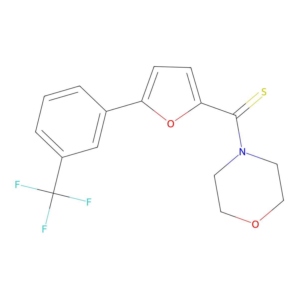 Morpholin-4-yl-[5-[3-(trifluoromethyl)phenyl]furan-2-yl]methanethione molecular structure, CAS 302552-96-1