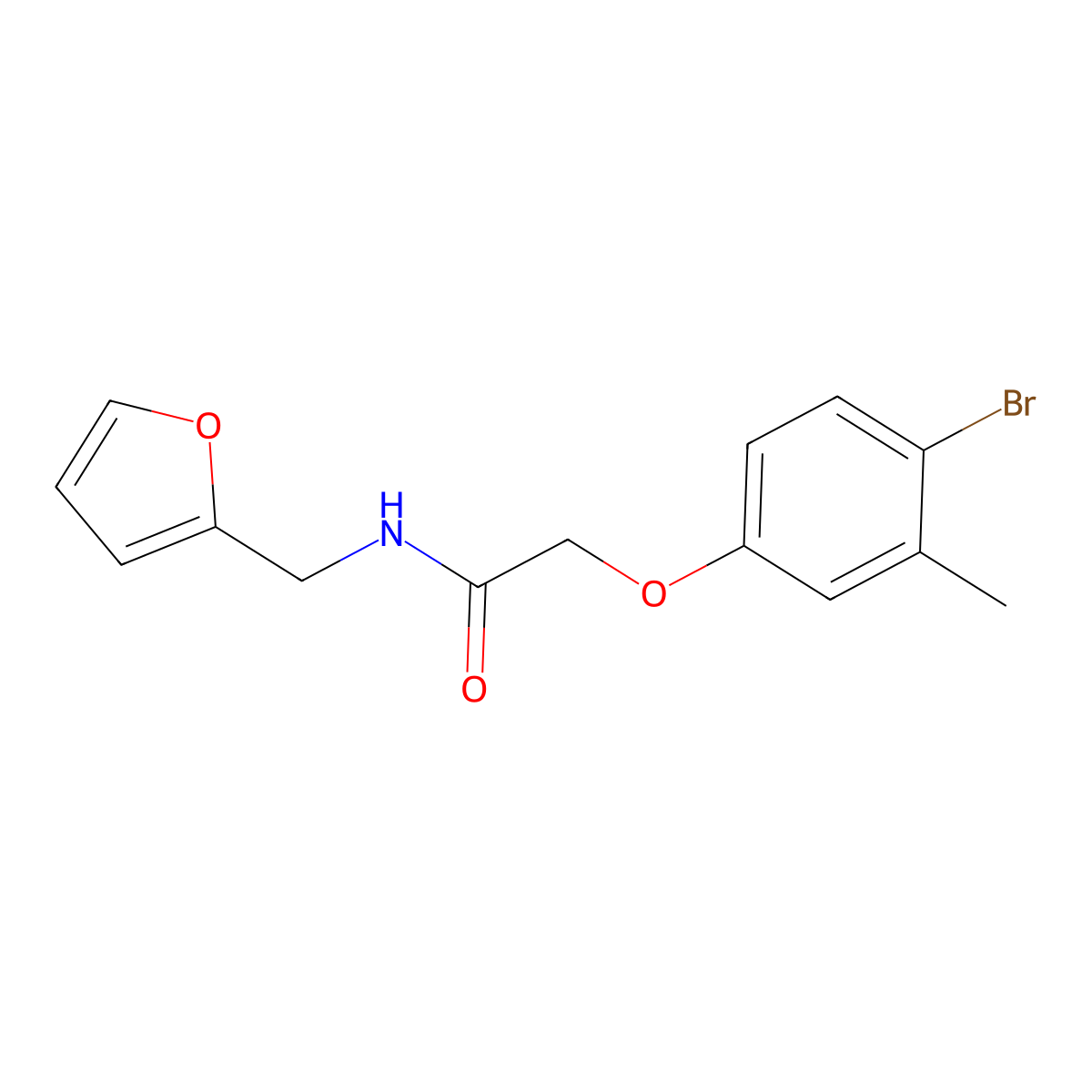 2-(4-bromo-3-methylphenoxy)-N-(furan-2-ylmethyl)acetamide molecular structure, CAS 302553-13-5