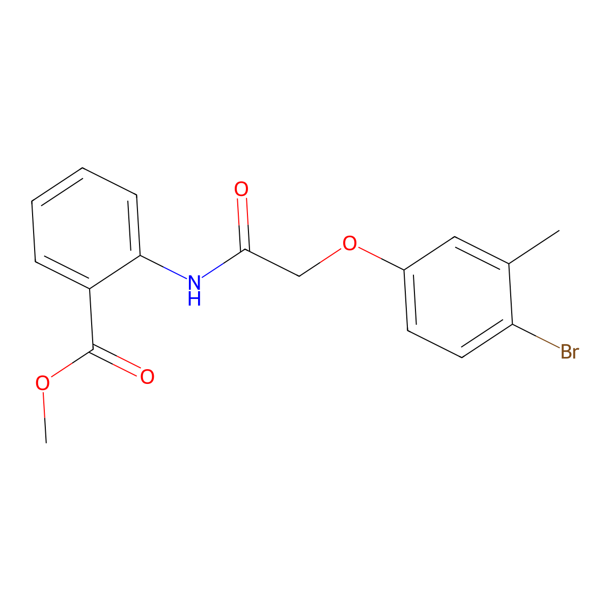 Methyl 2-{[(4-bromo-3-methylphenoxy)acetyl]amino}benzoate molecular structure, CAS 302553-17-9