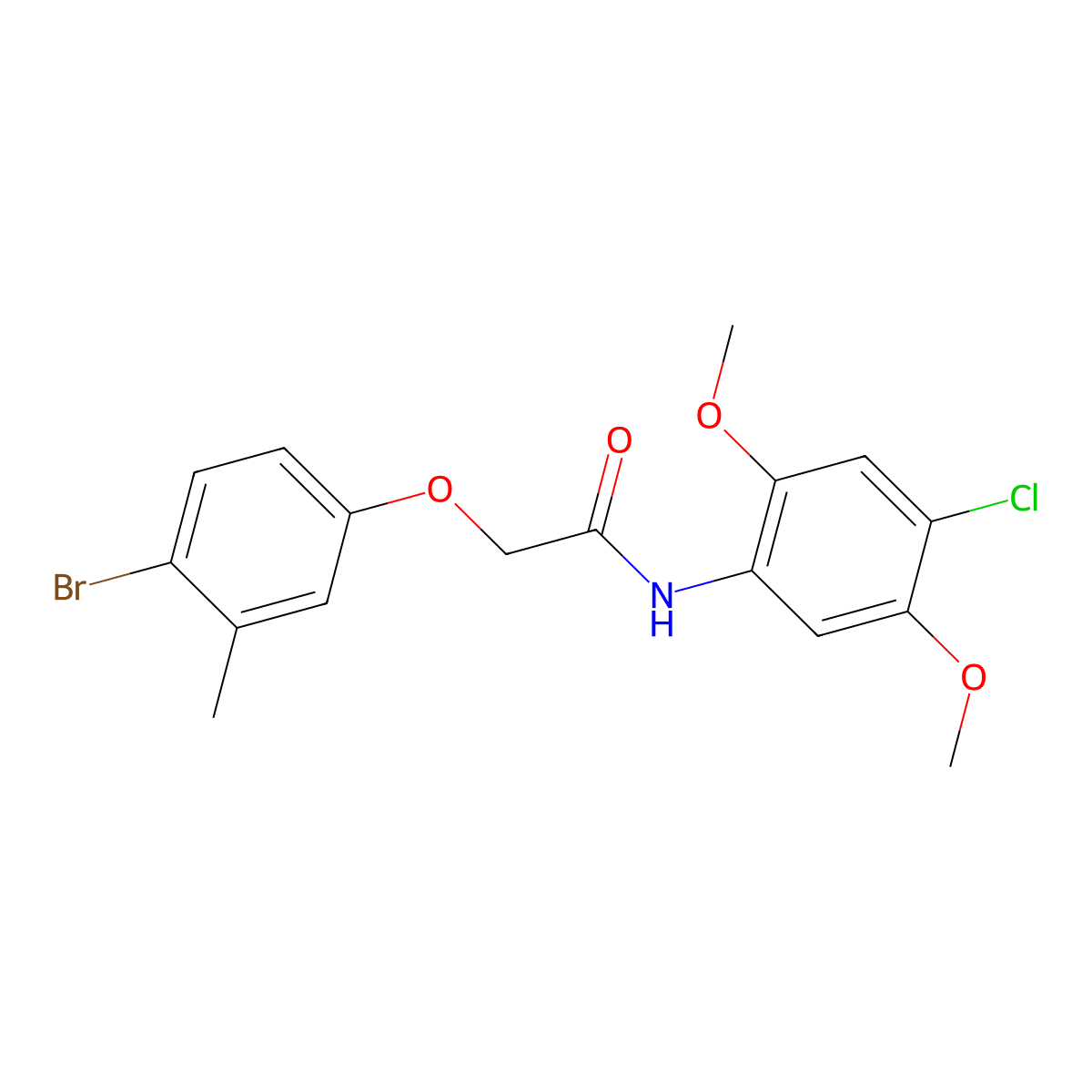 2-(4-bromo-3-methylphenoxy)-N-(4-chloro-2,5-dimethoxyphenyl)acetamide molecular structure, CAS 302553-29-3