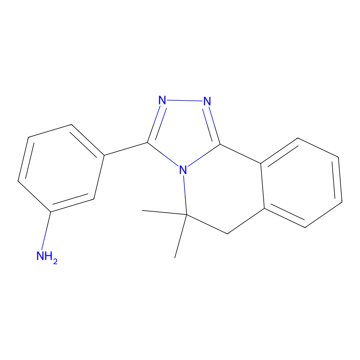 3-(5,5-dimethyl-6H-[1,2,4]triazolo[3,4-a]isoquinolin-3-yl)aniline molecular structure, CAS 302553-49-7