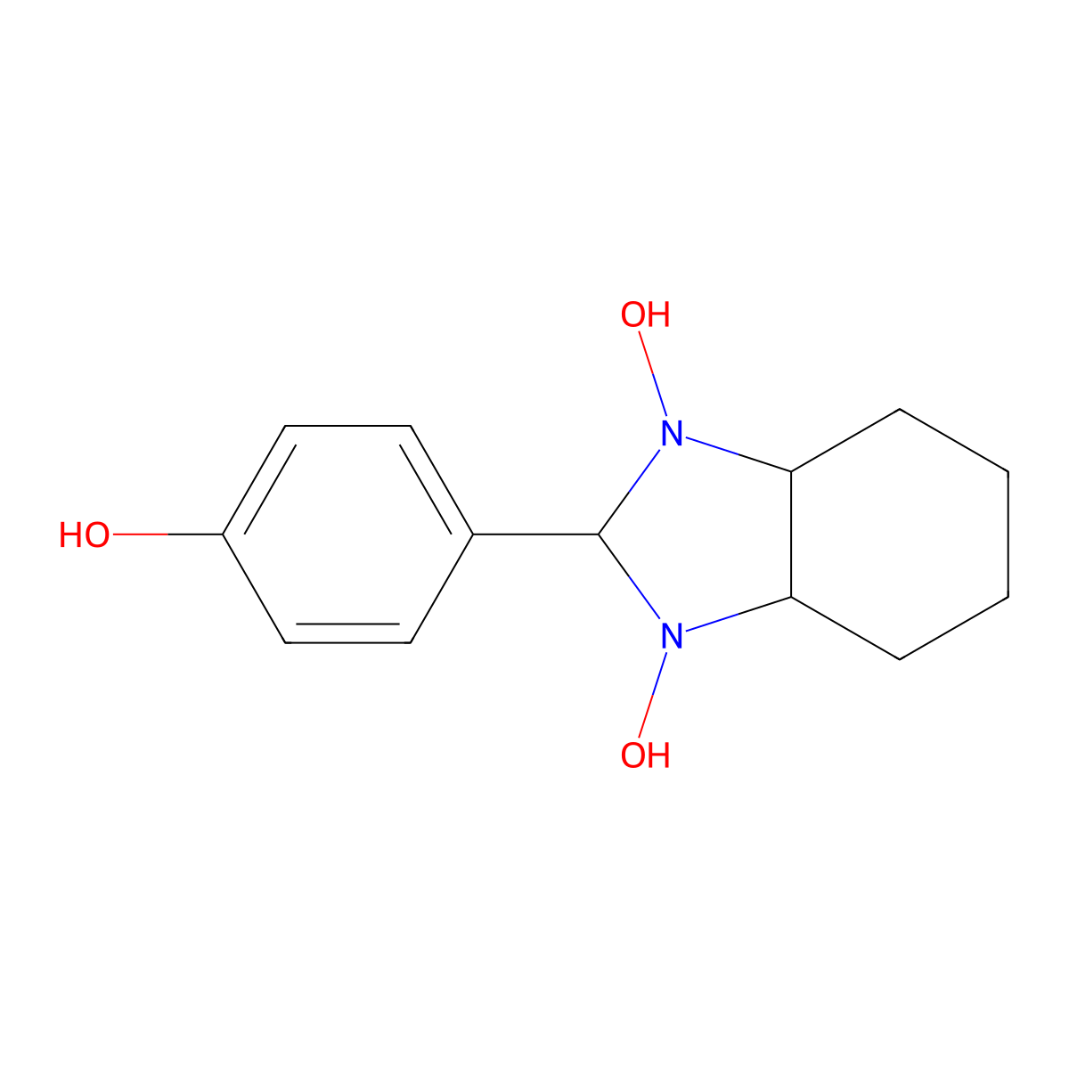 2-(4-hydroxyphenyl)hexahydro-1H-benzimidazole-1,3(2H)-diol molecular structure, CAS 302553-69-1
