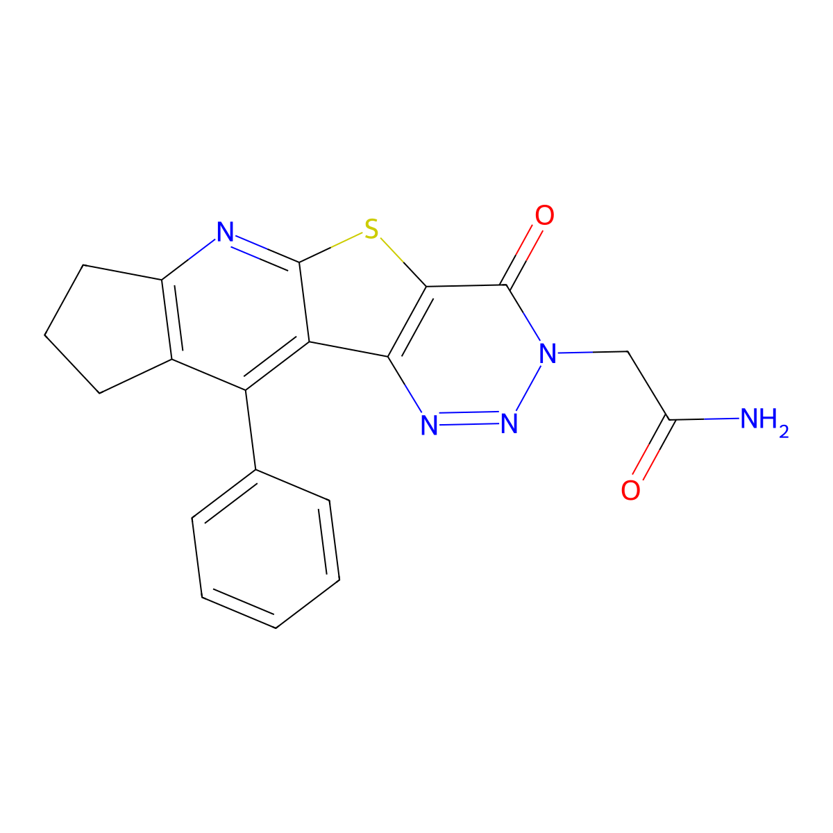 2-(4-oxo-10-phenyl-4,7,8,9-tetrahydro-3H-cyclopenta[5',6']pyrido[3',2':4,5]thieno[3,2-d][1,2,3]triazin-3-yl)acetamide molecular structure, CAS 302554-61-6