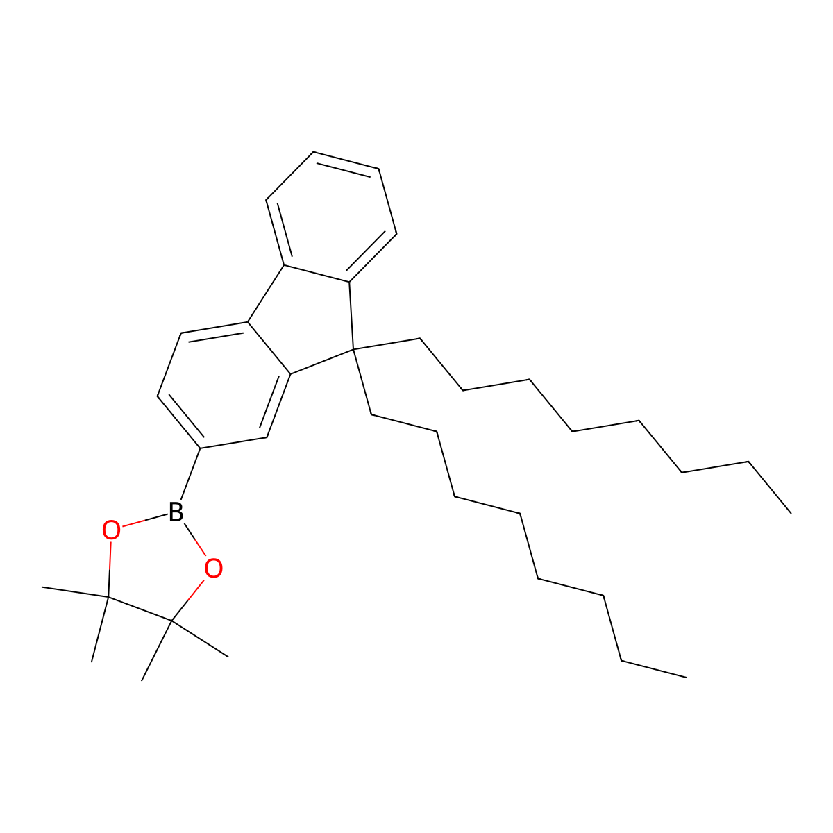 2-(9,9-Dioctyl-9H-fluoren-2-yl)-4,4,5,5-tetramethyl-1,3,2-dioxaborolane molecular structure, CAS 302554-81-0