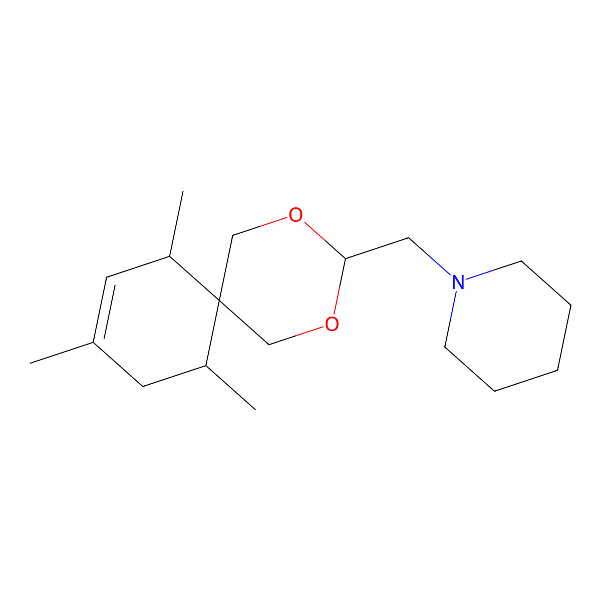 1-[(7,9,11-Trimethyl-2,4-dioxaspiro[5.5]undec-8-en-3-yl)methyl]piperidine molecular structure, CAS 302557-61-5