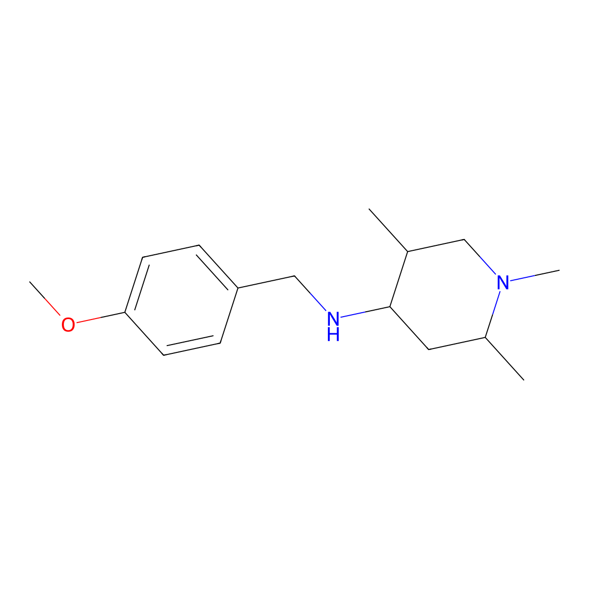 (4-Methoxy-benzyl)-(1,2,5-trimethyl-piperidin-4-yl)-amine molecular structure, CAS 302557-63-7