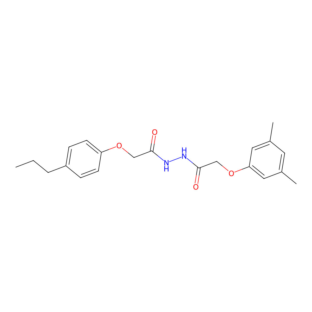 N'-[(3,5-dimethylphenoxy)acetyl]-2-(4-propylphenoxy)acetohydrazide molecular structure, CAS 302558-96-9