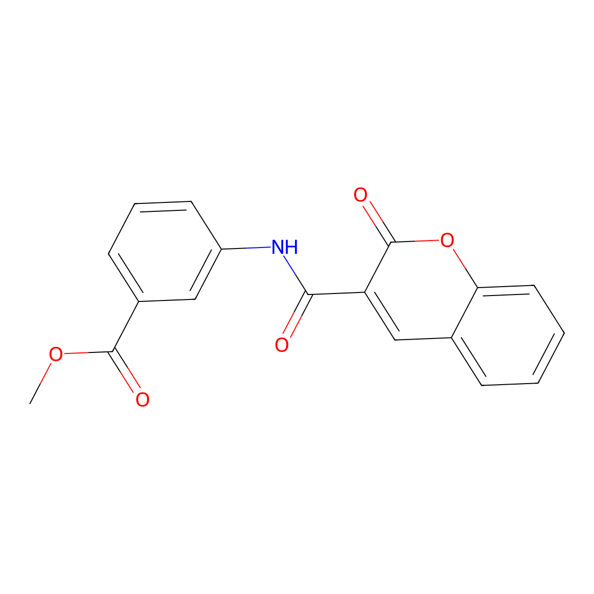 3-[(2-Oxo-2H-chromene-3-carbonyl)-amino]-benzoic acid methyl ester molecular structure, CAS 302559-63-3