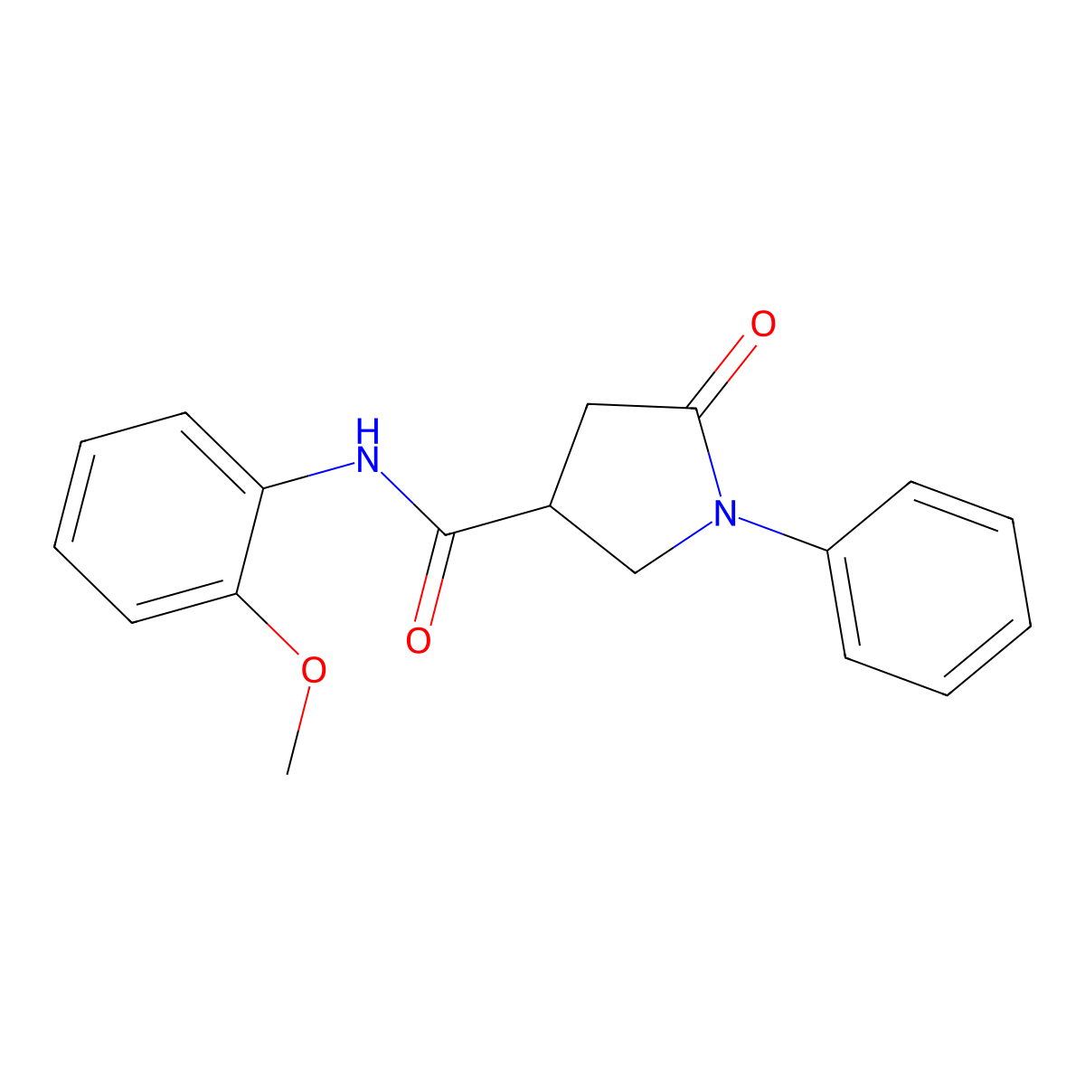N-(2-methoxyphenyl)-5-oxo-1-phenylpyrrolidine-3-carboxamide molecular structure, CAS 302559-98-4